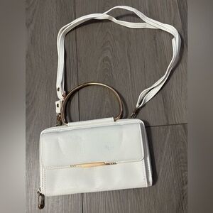 Elegant White Handbag with Gold Accents